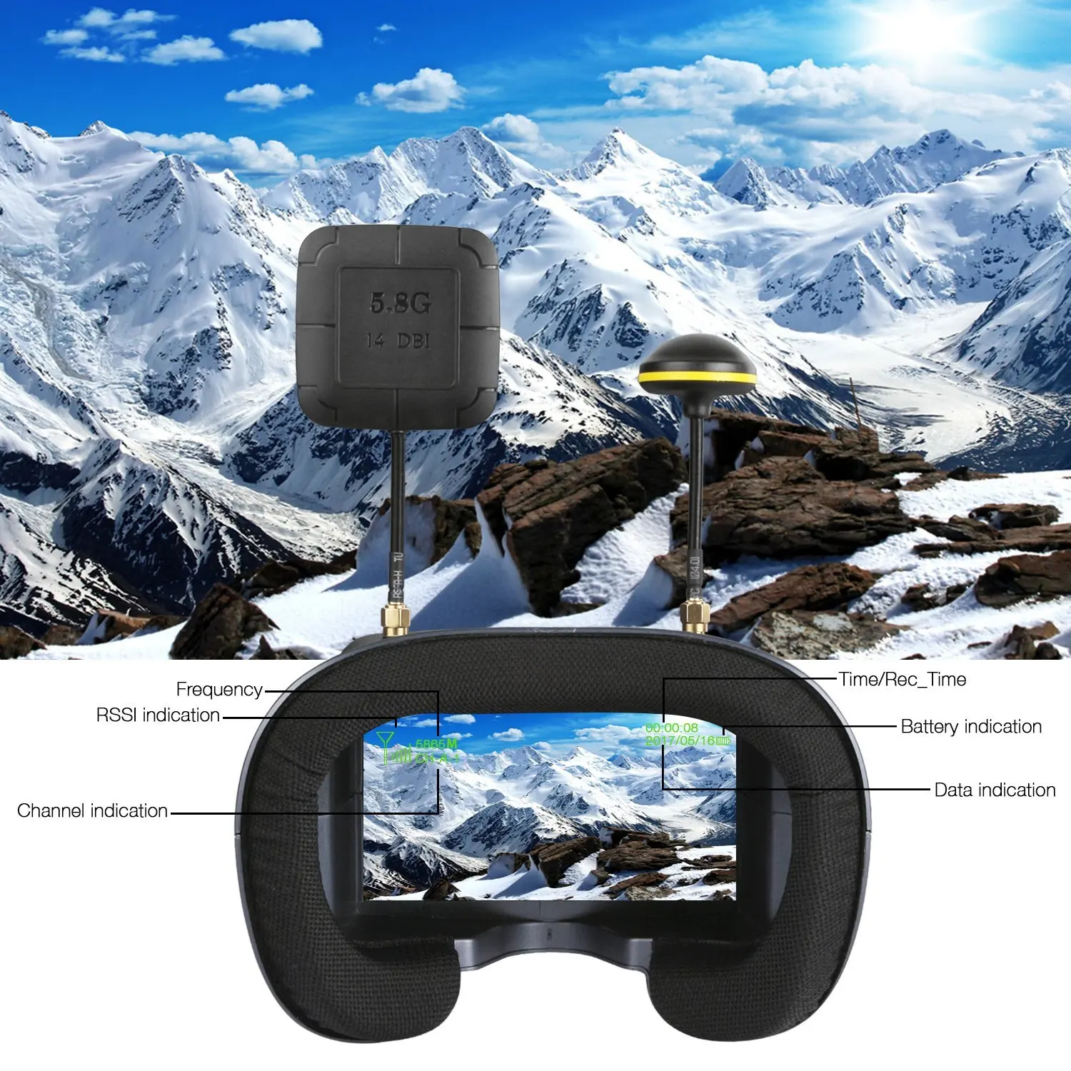 5.8G 40CH 4.3 Inch 800*480 Vid - Fpv Drone Goggles recension och pris
